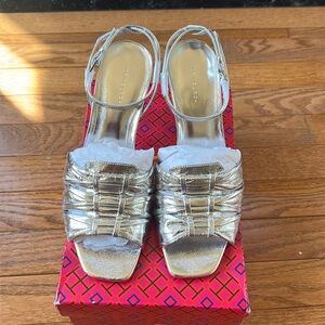 Tory Burch Silver Slingback Heels